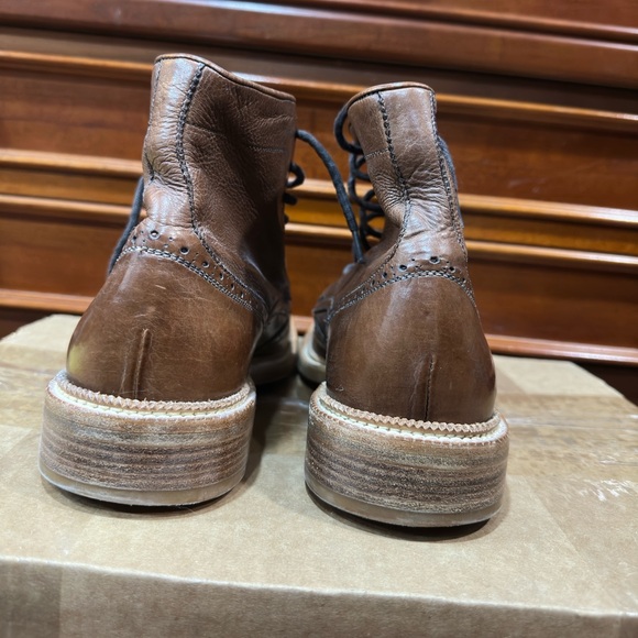 Gordon Rush made In Italy Tan/brown Wingtip Boots Men Size 7 - Picture 6 of 7